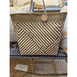 María Victoria Woven Beach bag , Bronze White, New With Tags, HandmadeWaterproof